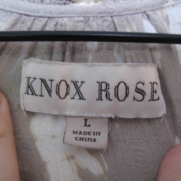KNOX ROSE Neutral Tie Dye Peasant Blouse - Picture 4 of 9